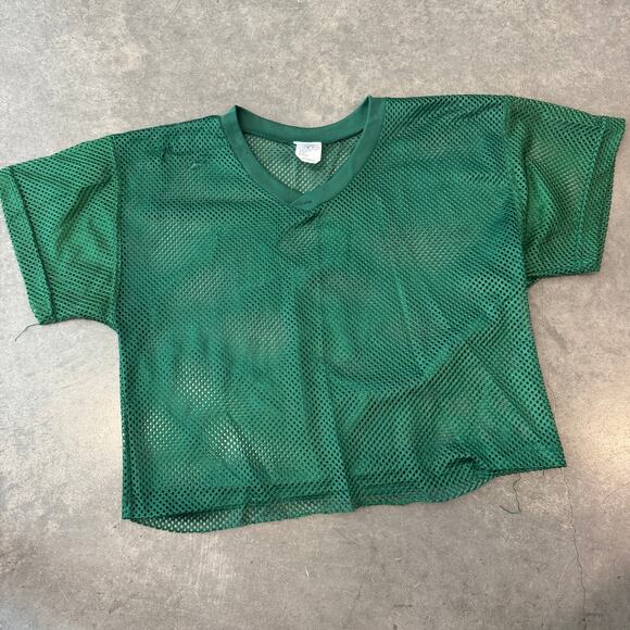 Vintgae Y2K Green Mesh Football Practice Jersey Short Sleeve Crop YXL/S - Picture 1 of 5